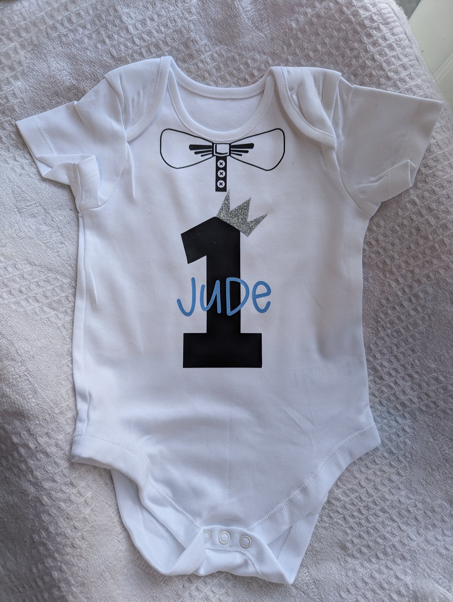 Baby boys first birthday personalised vest