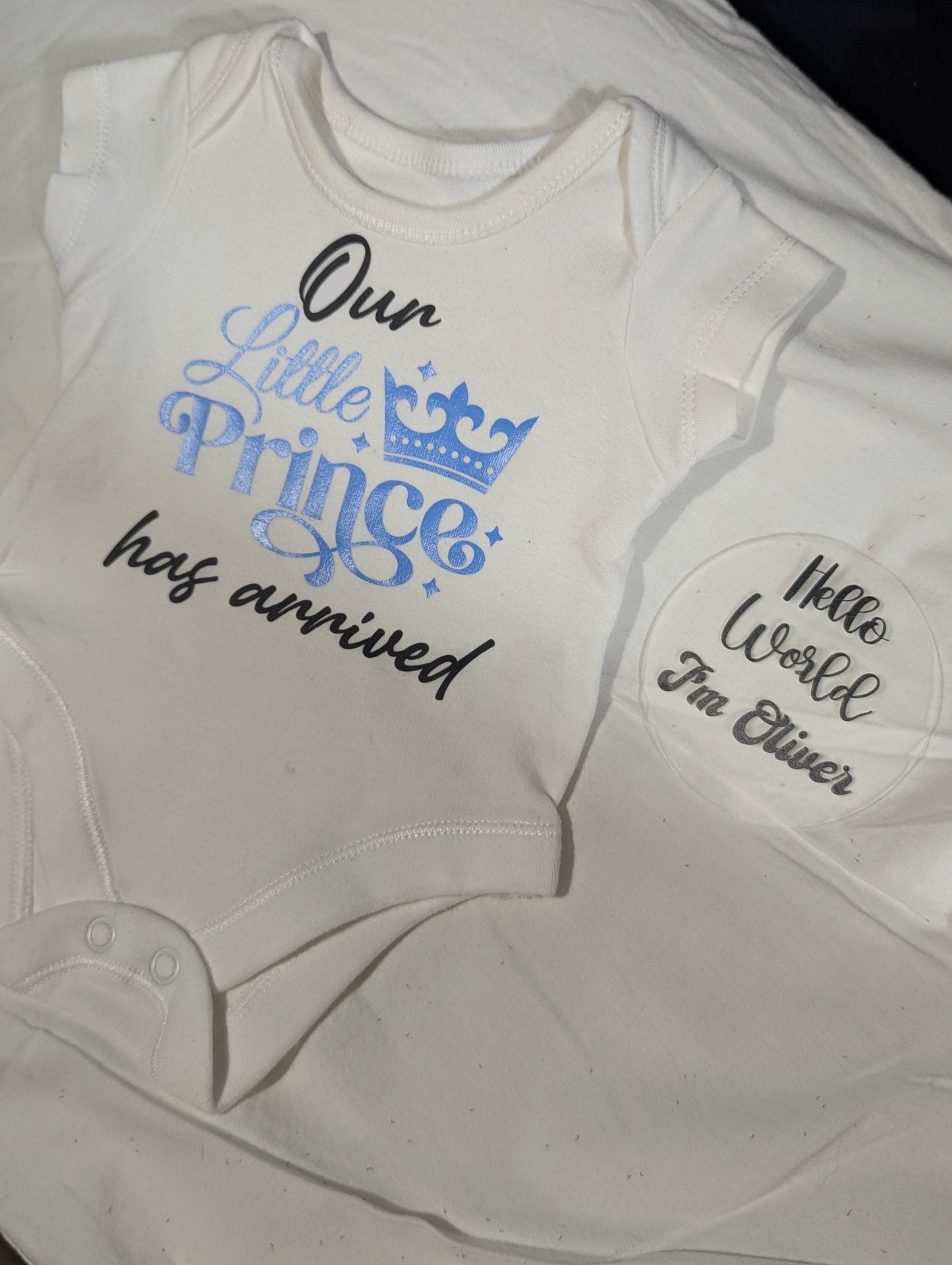 Boys prince ,new-born announcement vest and sign