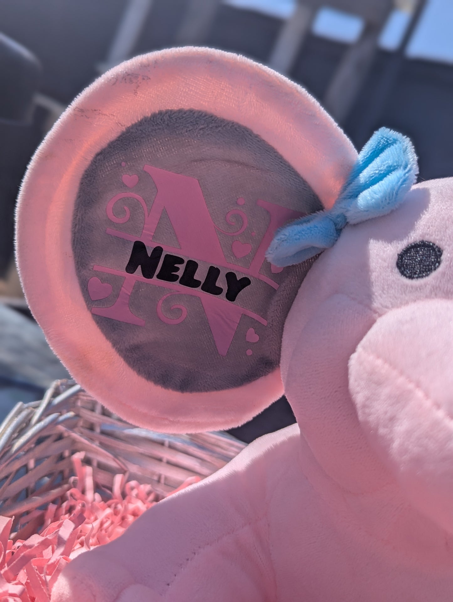 New born personalised Elephant, Pink or Grey