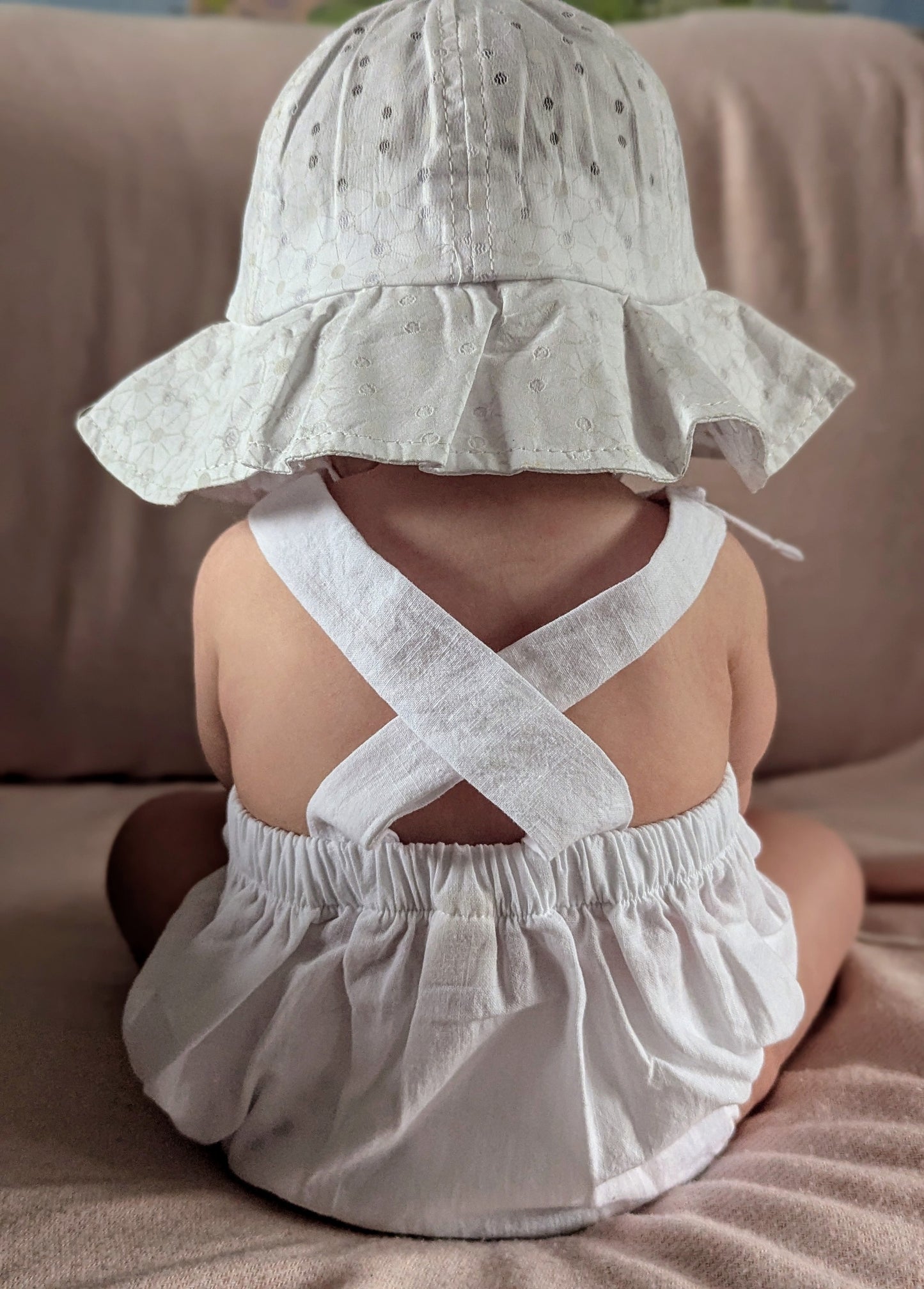 Girls personalised summer romper and hat