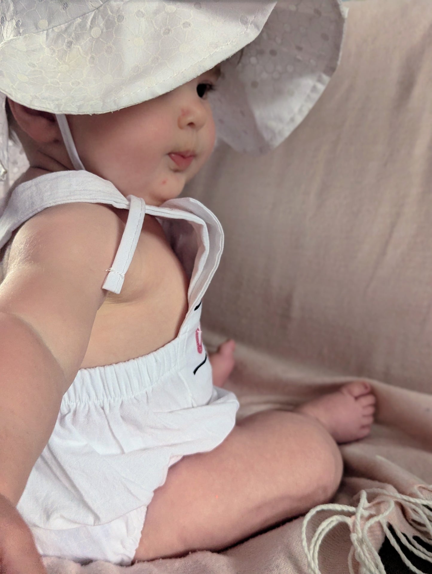 Girls personalised summer romper and hat