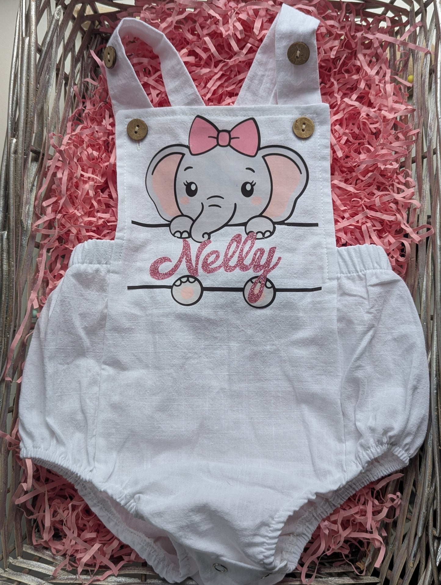 Girls personalised summer romper and hat