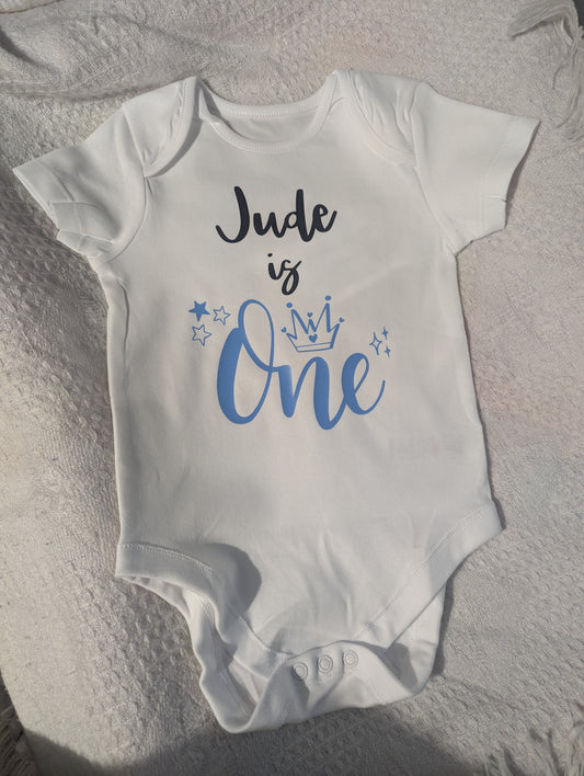 Baby boys first birthday personalised vest