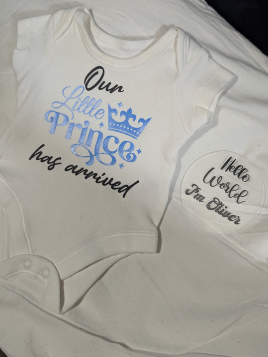 Boys prince ,new-born announcement vest and sign