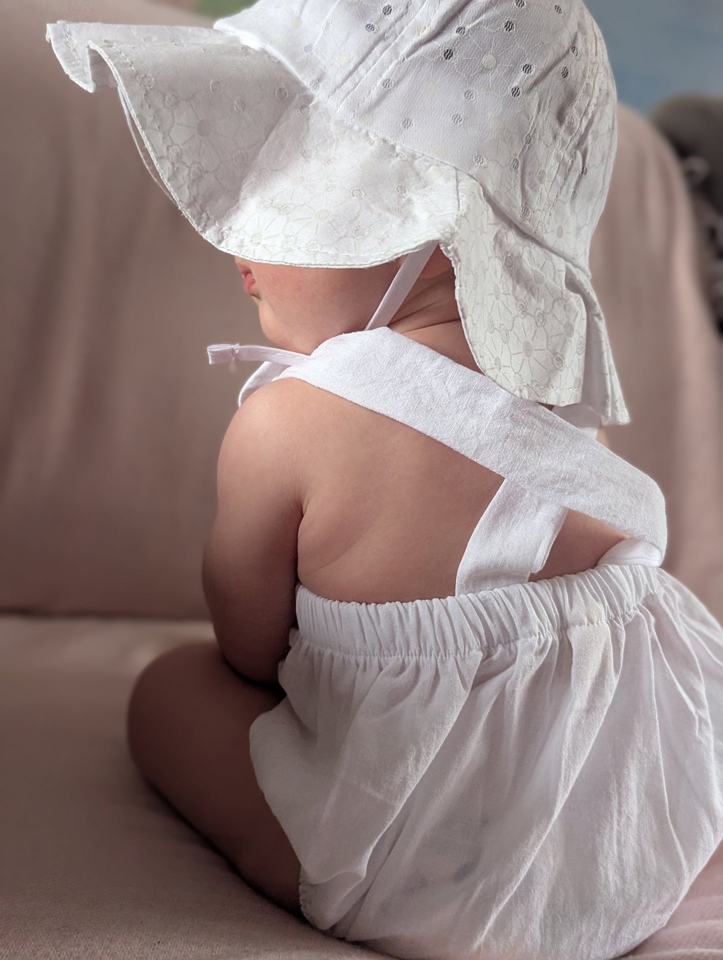 Girls personalised summer romper and hat